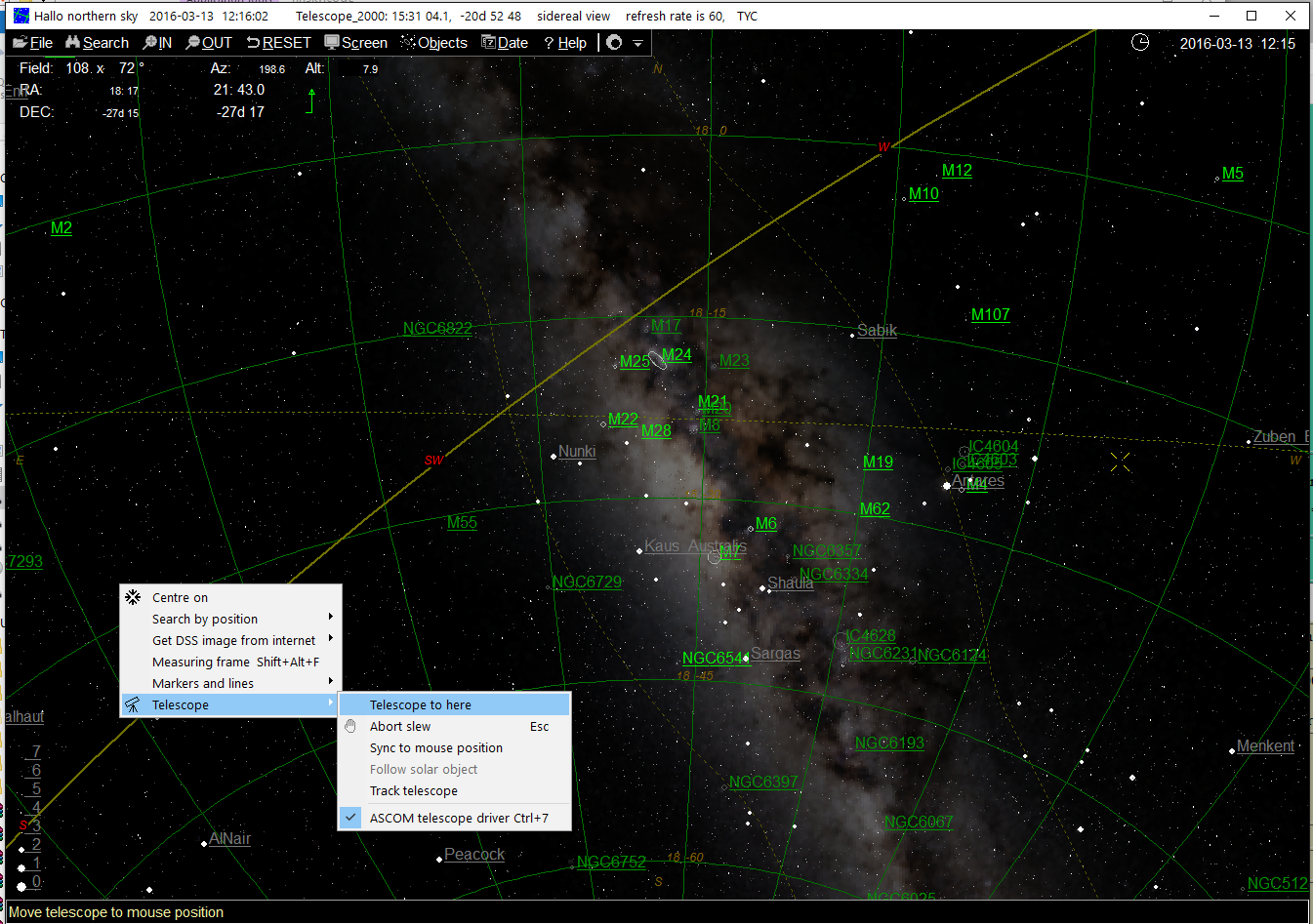 Milky Way panorama in HNSKY program